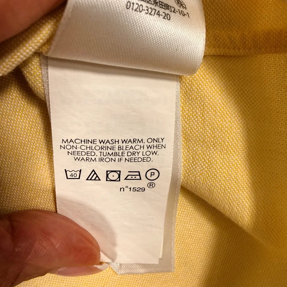 Ralph Lauren Button Down Shirt Large Yellow Cotton Oxford Long Sleeve Pony Logo